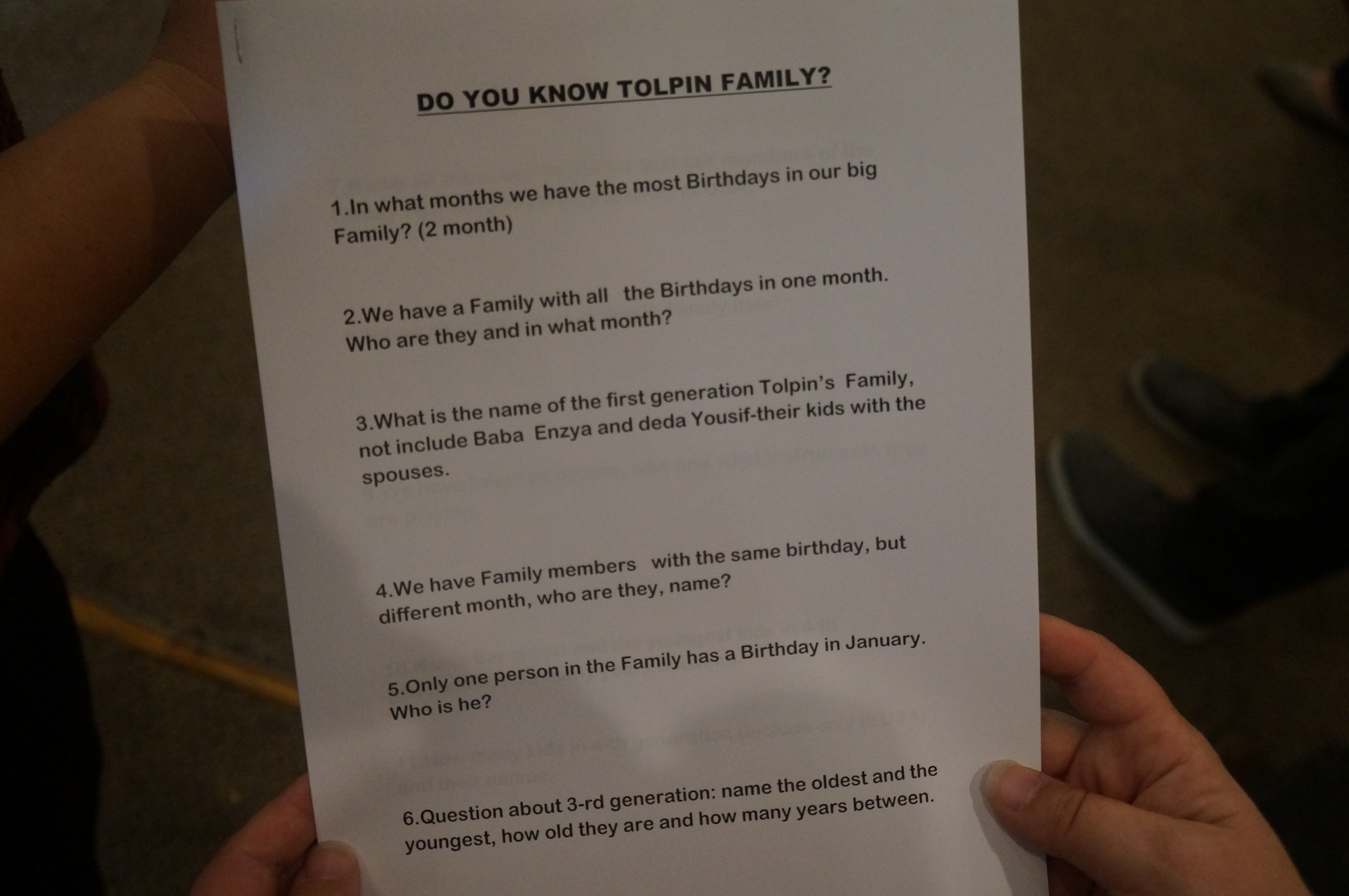 Questions about family